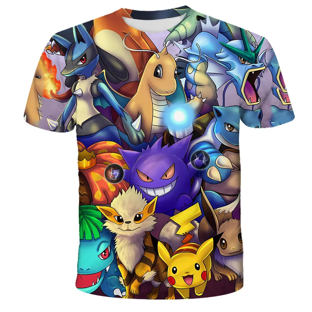 Pokemon T Shirt Cartoon Baby Kids Boys Girls Children Short Sleeves Summer Clothing Pikachu Cartoon Print Pokémon Tee Children