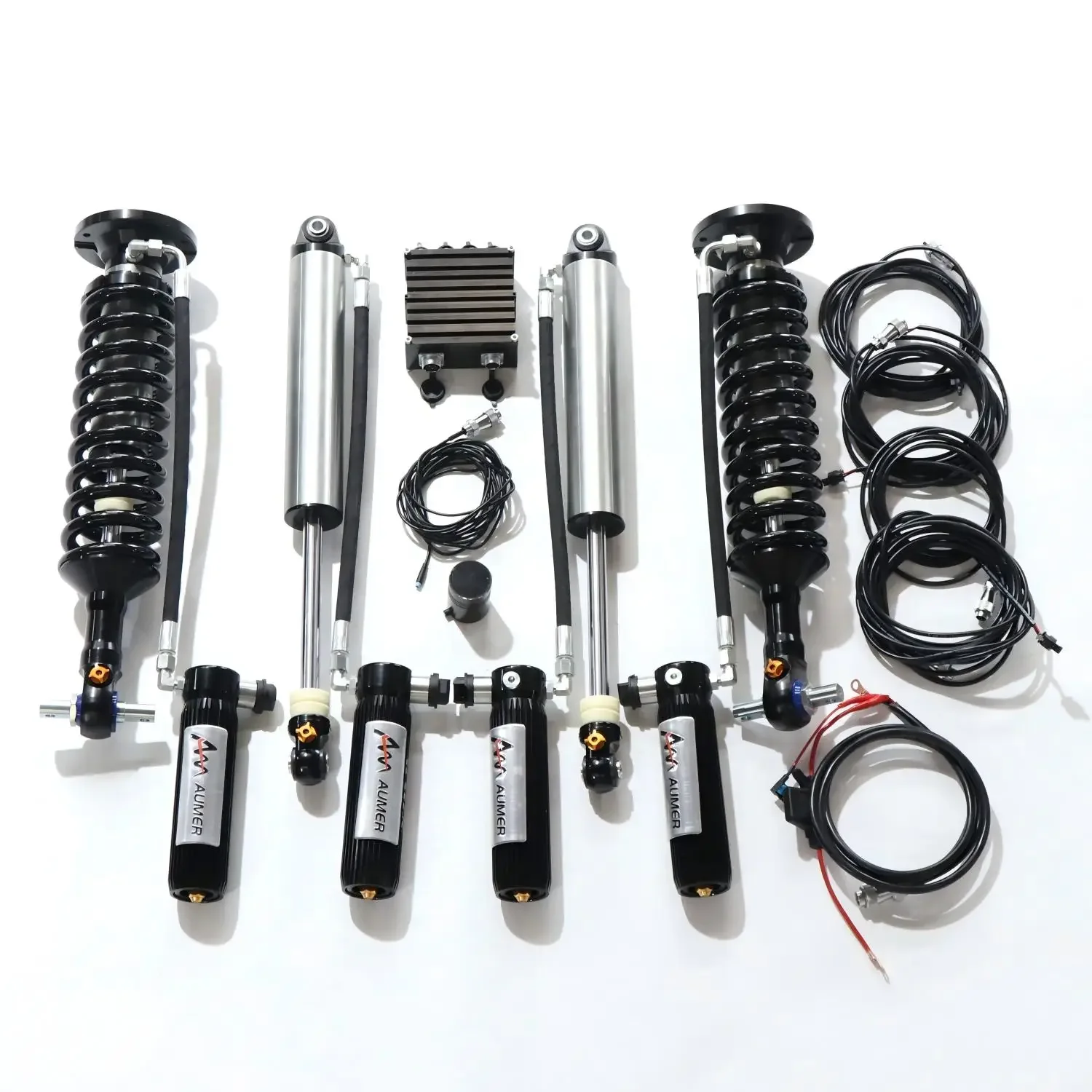 

Aumer Remote Electronic Adjustable Shock Absorber 4x4 Off Road Suspension Lift Kit for Suburban Tahoe Yukon GMC Sierra Silverado