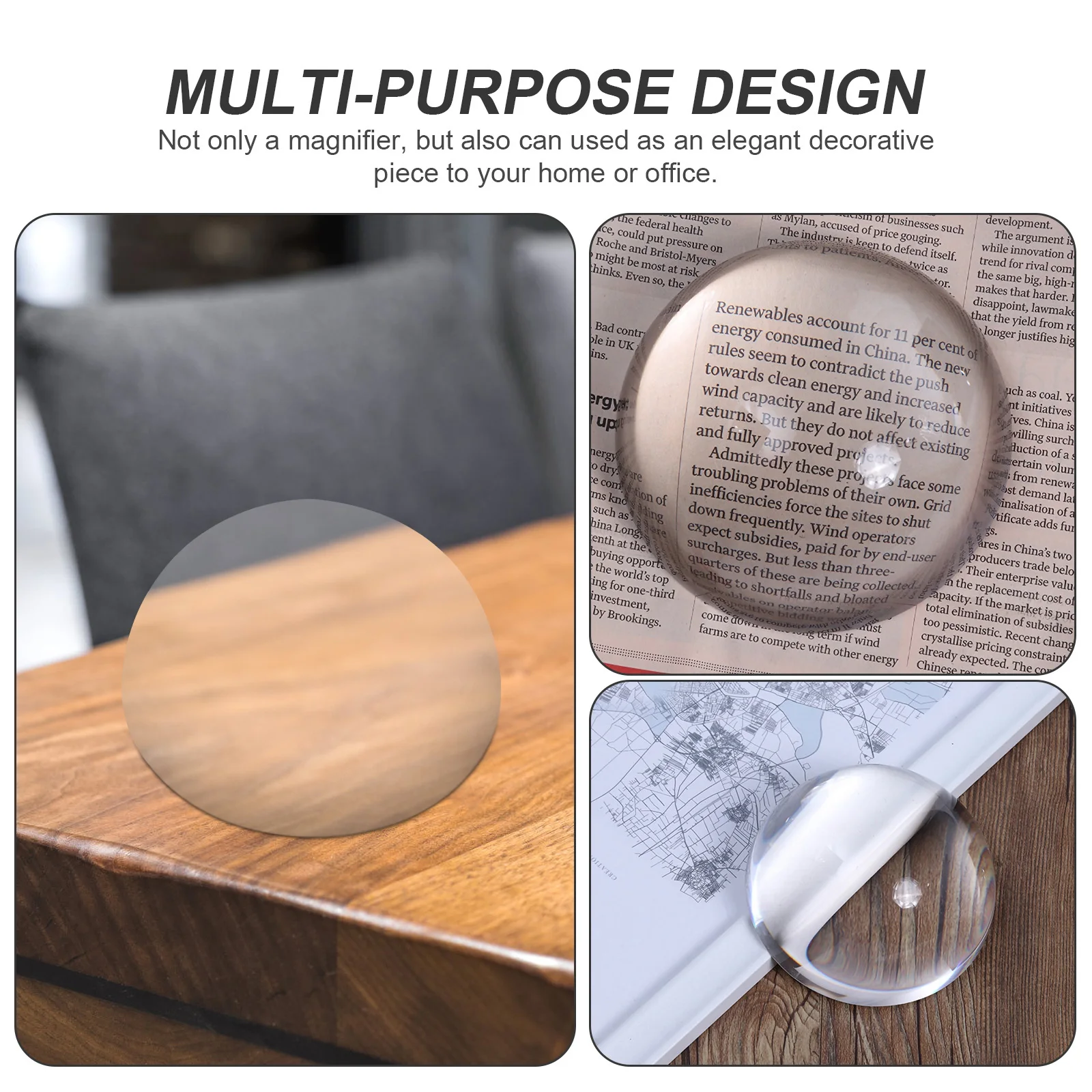 

97mm Paperweight Dome Magnifying Glass Hemispherical Optical Lens Reading Books Newspapers Maps Document Use Magnifying Glass