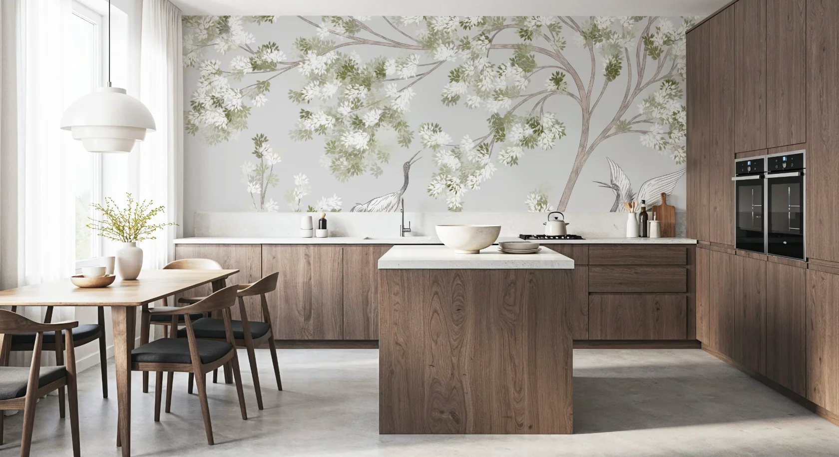 Customized mural with beautiful crane tree canopy wallpaper suitable for bedroom, living room, corridor decoration painting
