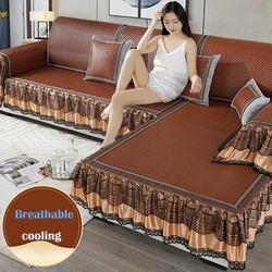 Summer Sofa Cushion Rattan Mat Cushion Non-Slip Stain-Resistant Cushion Living Room Sofa Cooler Cushion Sofa Cover