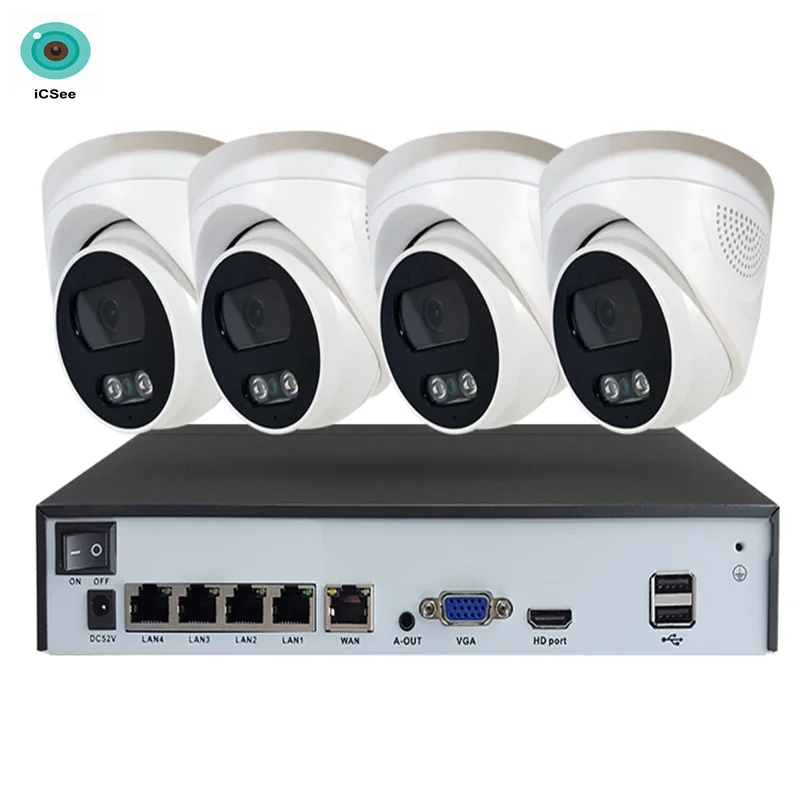 4K 8MP 8CH POE Security IP Camera System 8CH P2P Kit H.265 NVR POE Two Way Audio Outdoor Home 8MP POE IP Camera Kit