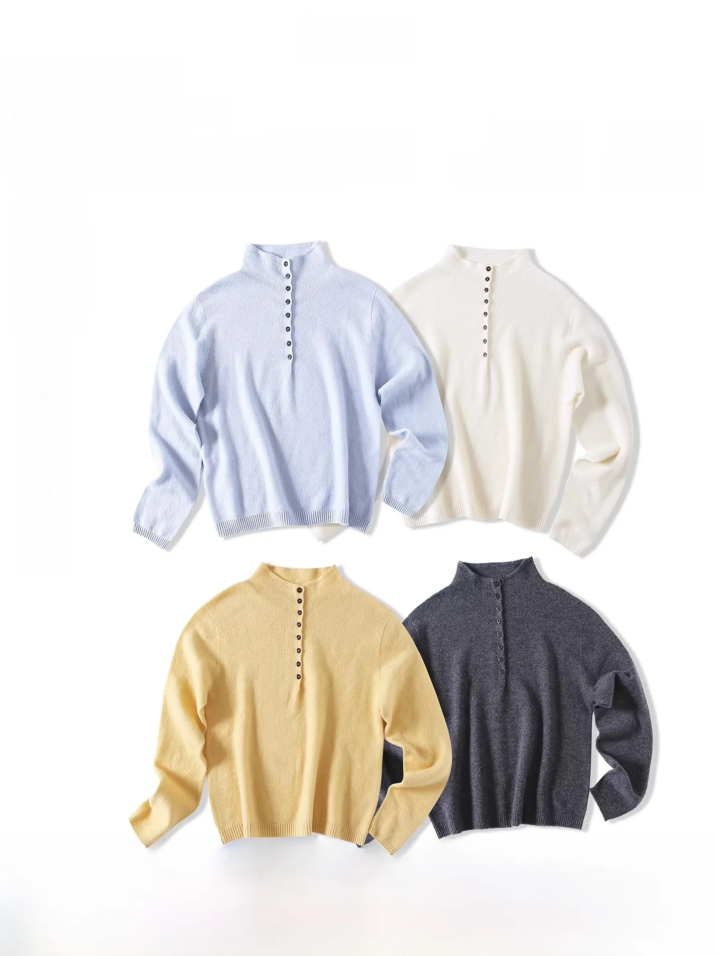 

Женский вязаный свитер Fano с высоким воротником на пуговицах, свободного кроя, из смесовой шерсти и кашемира, с длинными рукавами, повседневный, зимний топ