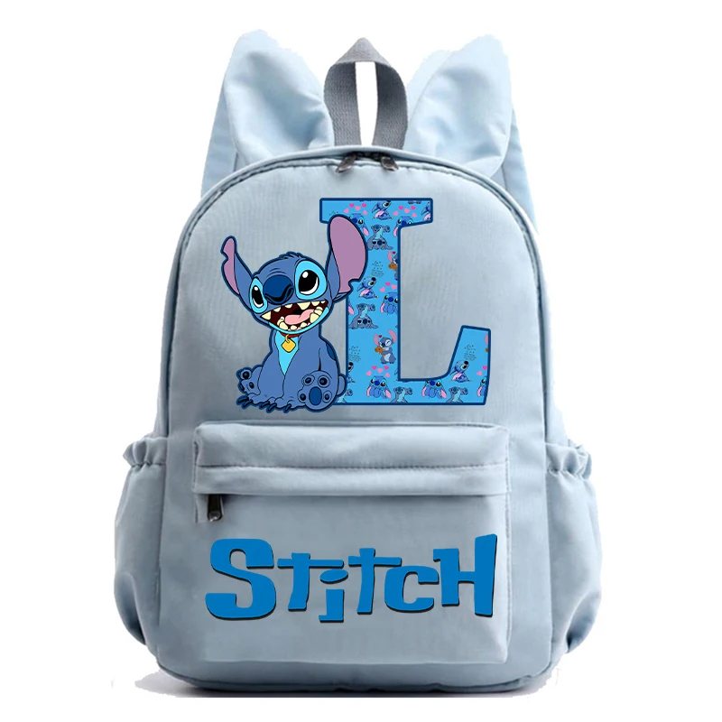 Mochila con estampado de letras de dibujos animados para niños, mochilas escolares de gran capacidad, regalos de cumpleaños, Stitch, Disney, nuevo