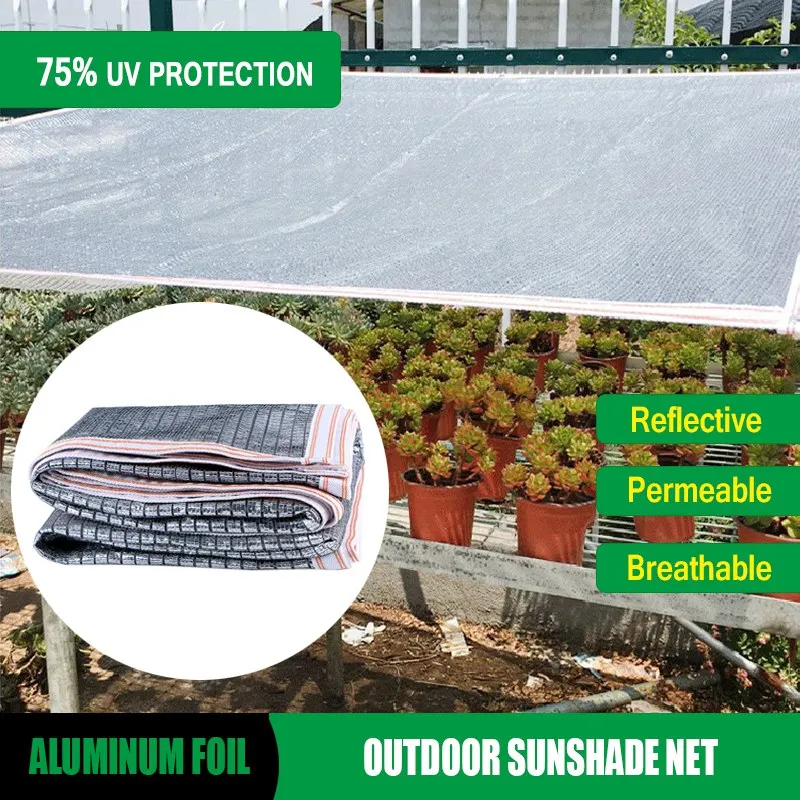 75% Shading Rate Aluminum Foil Sunshade Net Outdoor Sun Shading Sail Pergolas Sunblock Shade Netting Fence Privacy Screen Mesh