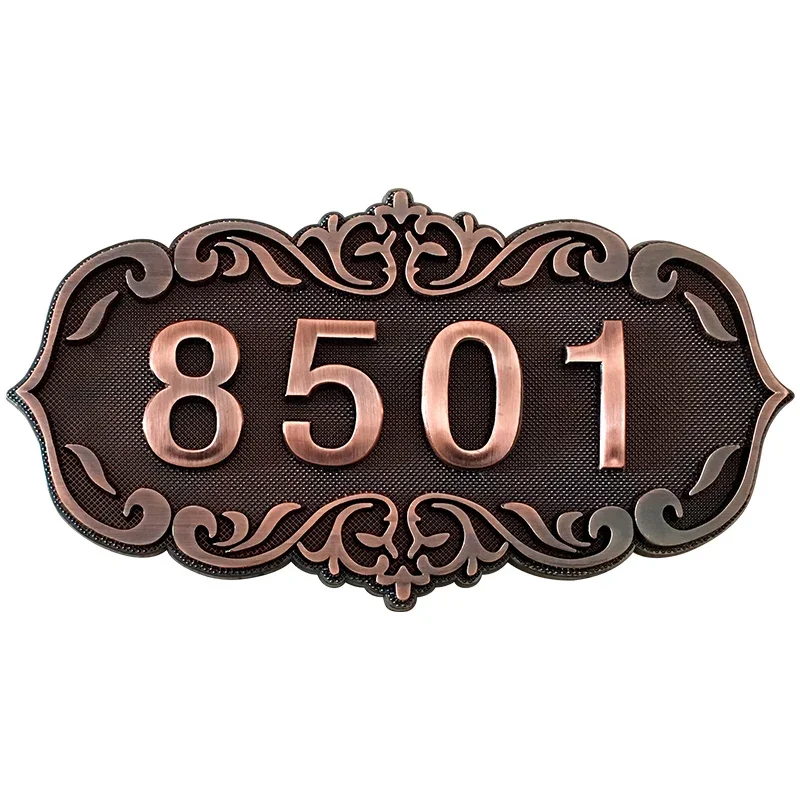 European Door Number Sticker Antique Copper House Number Sign 3 To 4 Numbers Hotel Door Plate Customized  Plastic Numbered Tags