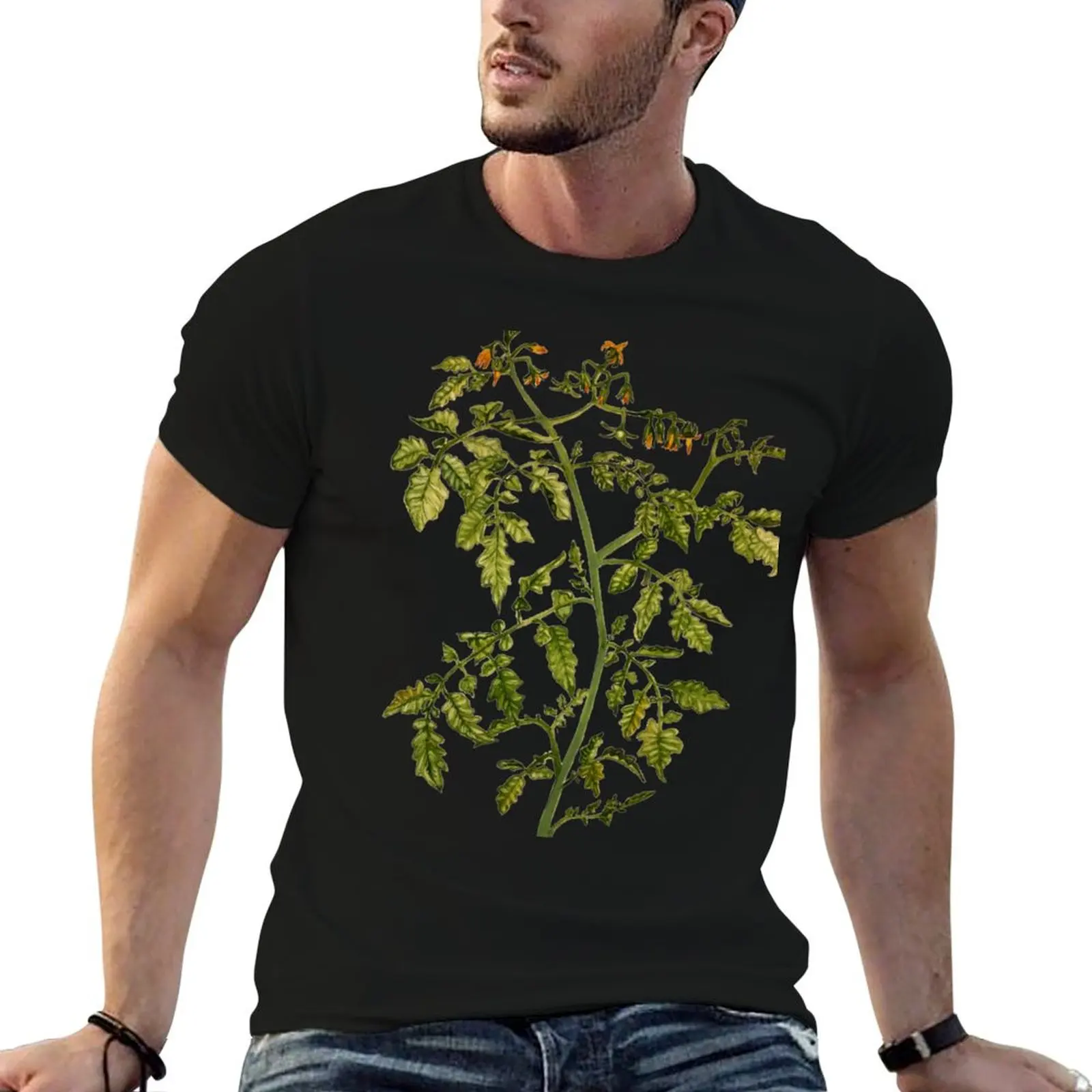 Camiseta Bush Tomato Plant (Solanum lycopersicum), camiseta para hombre, camisetas de algodón pesado para hombre, camisetas de anime de algodón para hombre