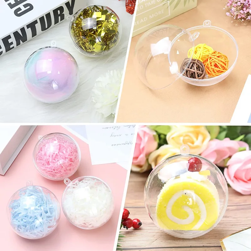 20Pcs Clear Plastic Fillable Christmas Ball DIY Craft Ornaments Hanging Hemisphere Decoration For Holiday,Wedding,Birthday,Party