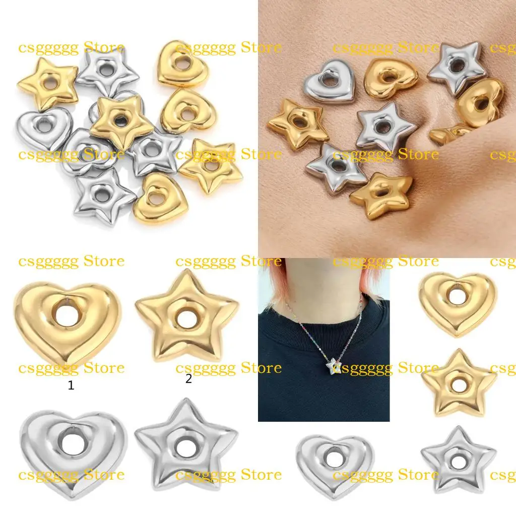 9hjk Perles d'espaceur en acier inoxydable Charme étoile pour les boucles d'oreille bricolage Bracelets Bijoux pendentif