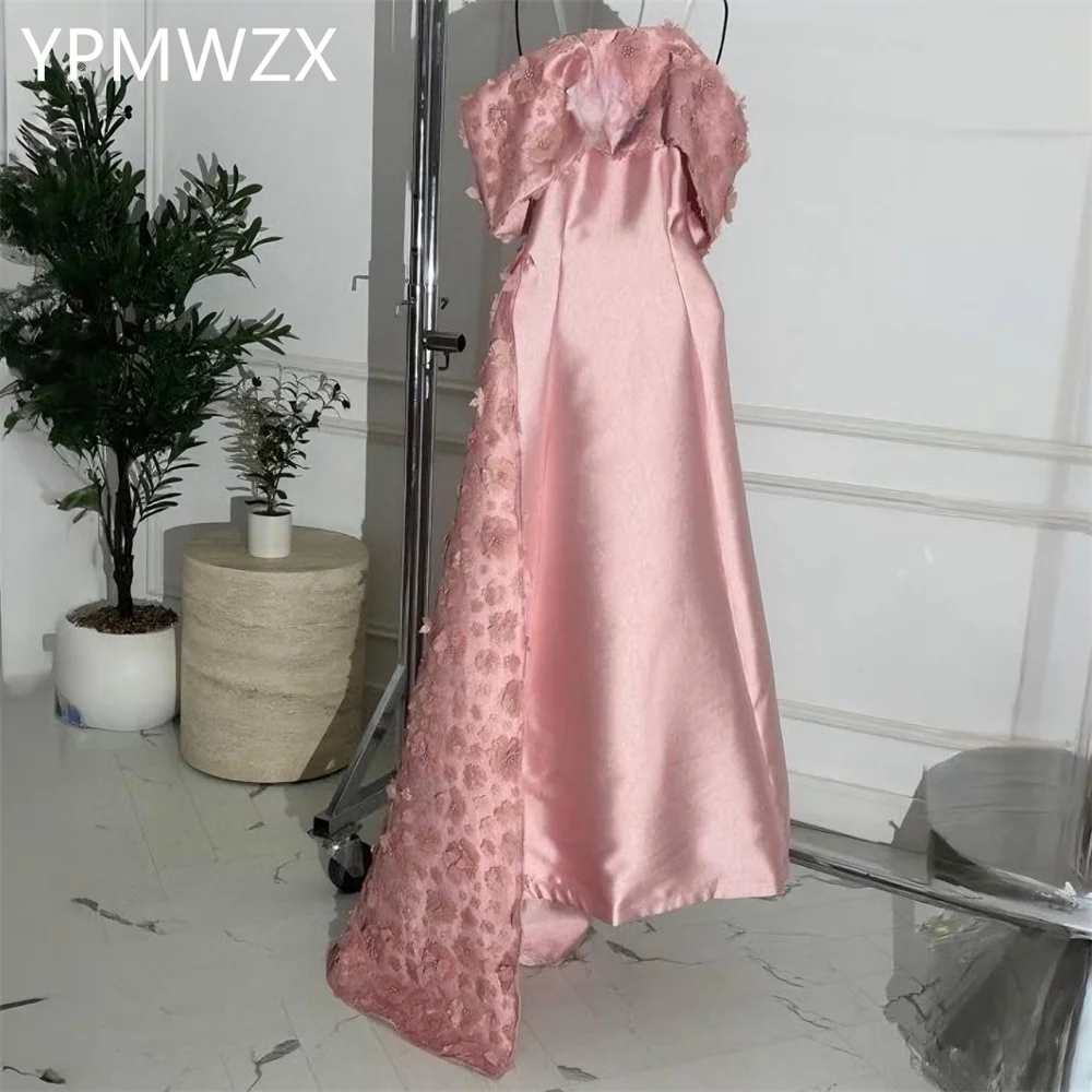 

Customized Prom Gown Evening Women Formal Dress YPMWZX Sheer Straps Column Floor Length Skirts Applique Bespoke Occasion Dresses