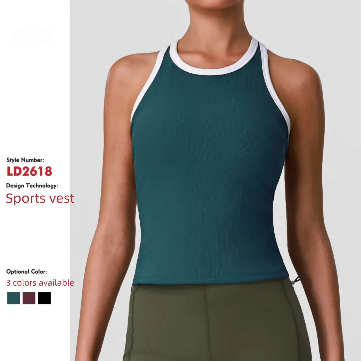 Color Block Crew Neck Sleeveless Tank Top, Quick Dry Slim Yoga Top With Underarm Support, Versatile Vest For Outdoor Fitness Dai