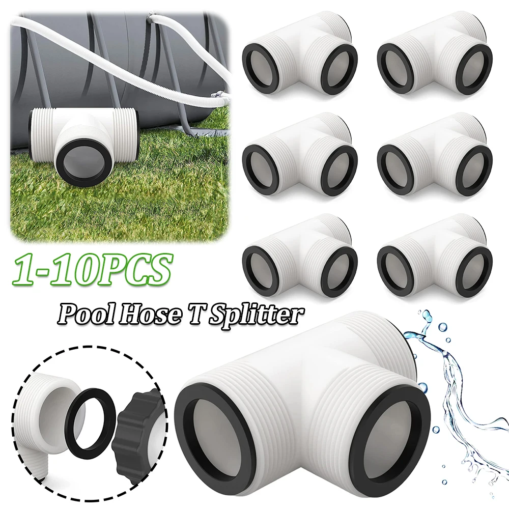 

1-10 шт. Т-образный разветвитель шланга для бассейна с 3-литровыми кольцами Тройник для шланга насоса для бассейна Т-образный соединитель Резьбовой адаптер впускного насоса для шланга 1,5 дюйма