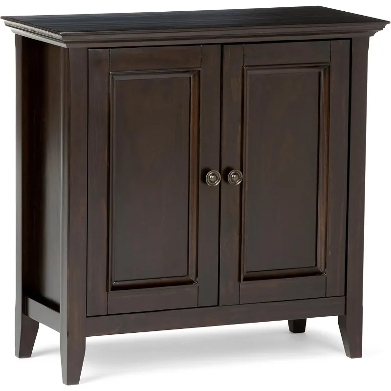 SIMPLIHOME Amherst SOLID WOOD Wide Transitional Low Storage Cabinet  for the Living Room, Entryway and Family Room