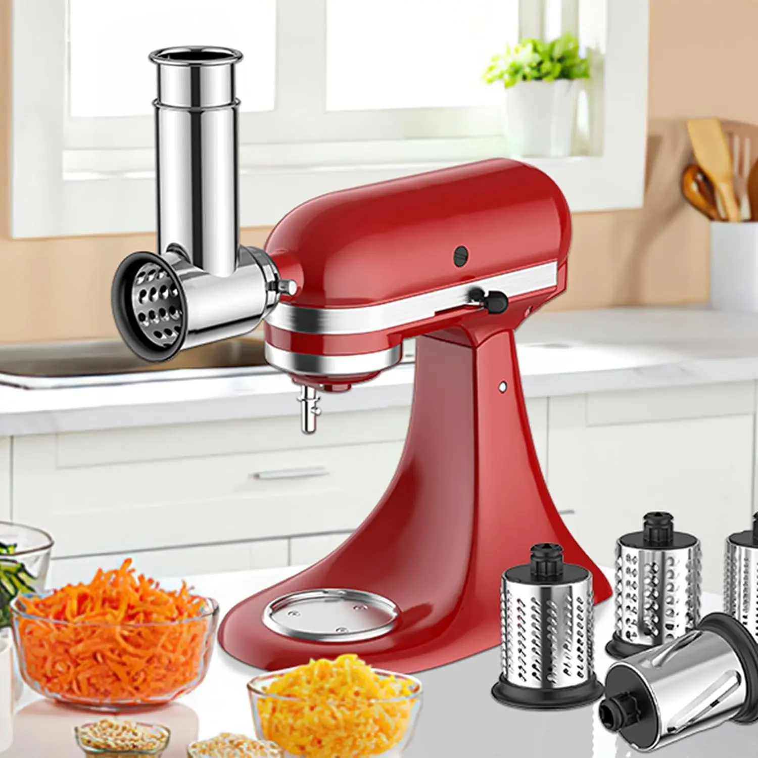 For Kitchenaid 4.5qt 5qt 6qt Stand Mixer Metal Food Grinder Attachment Slicer And Shredder Meat Sausage Stuffer Tubes Chef parts