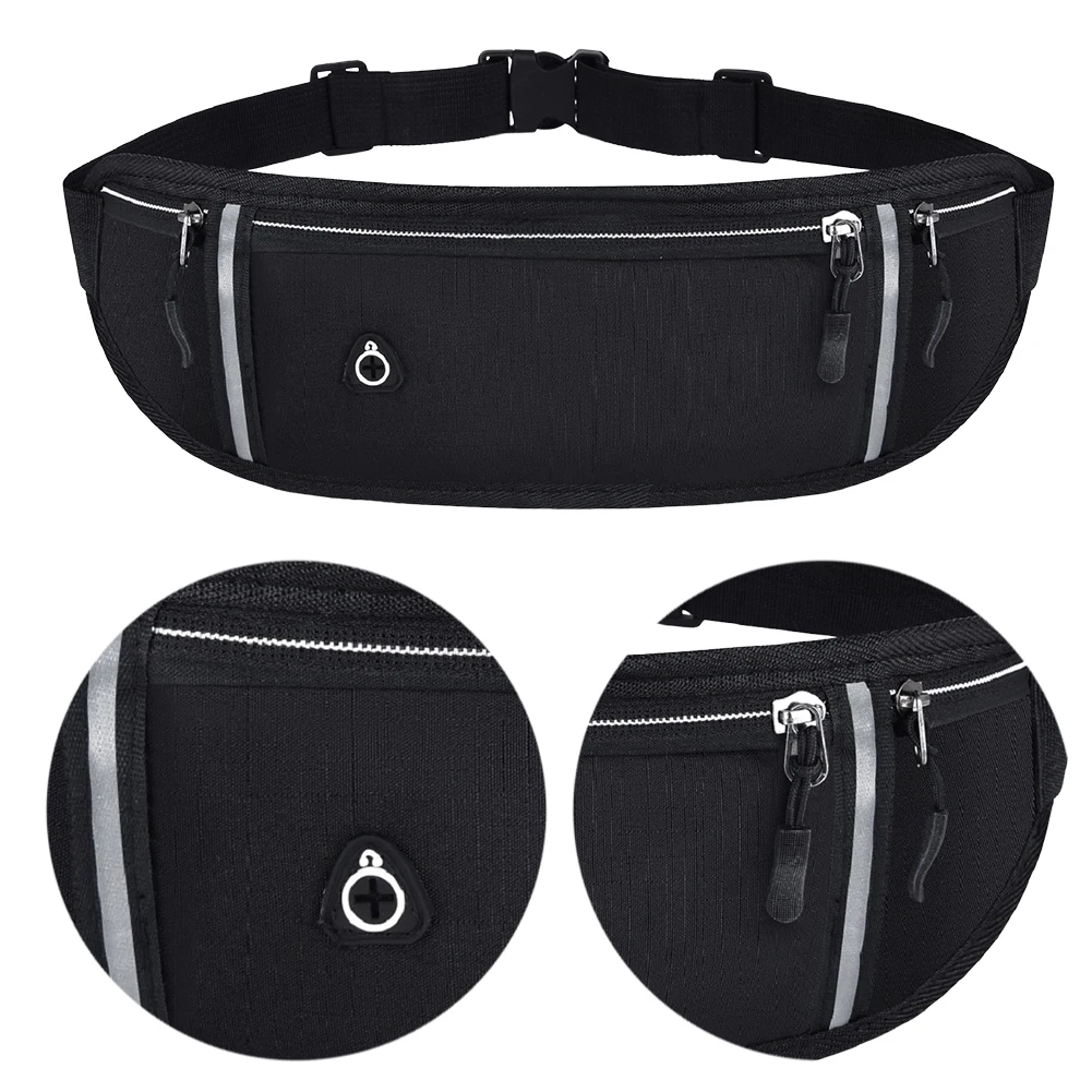 

Running Belt Phone Holder Belt Fanny Pack Waist Pack for Running Cycling (Black)