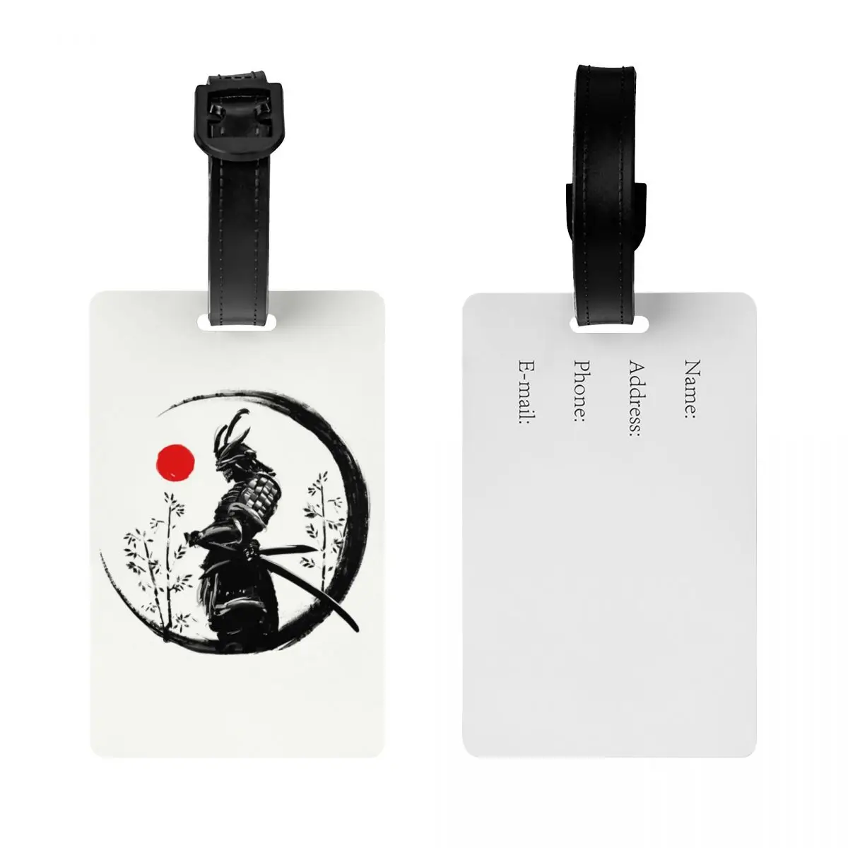 Japonês Samurai Warrior Bagagem Tags para Mala de Viagem, Katana Bushido, Privacidade Cover, Nome ID Card