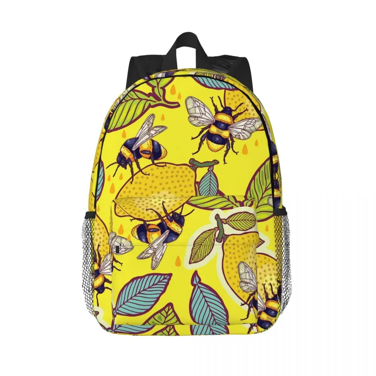 Yellow Lemon And Bee Garden Backpacks Boys Girls Bookbag Students School Bags Travel Rucksack Shoulder Bag Large Capacity