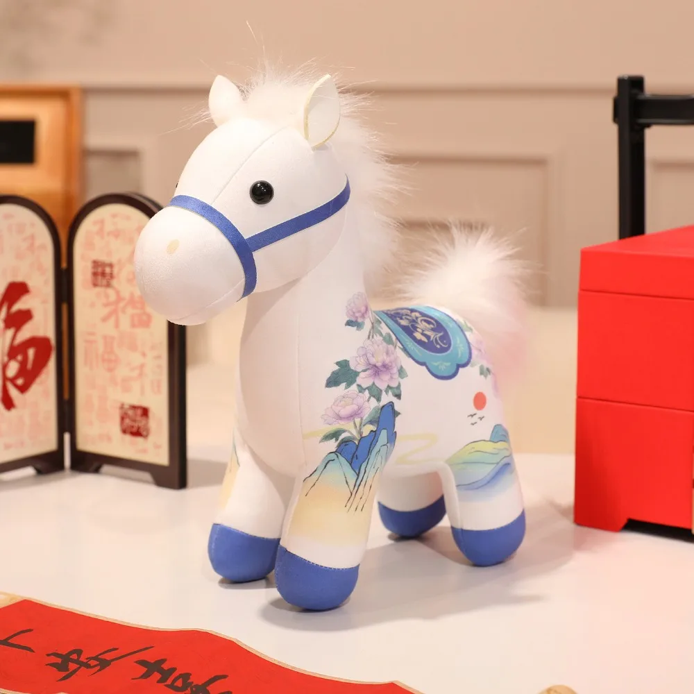 

Chinese Style Cartoon Steed Doll PP Cotton Soft Zodiac Pony Figurine Comfortable Collection Plush Horse Doll Pendant