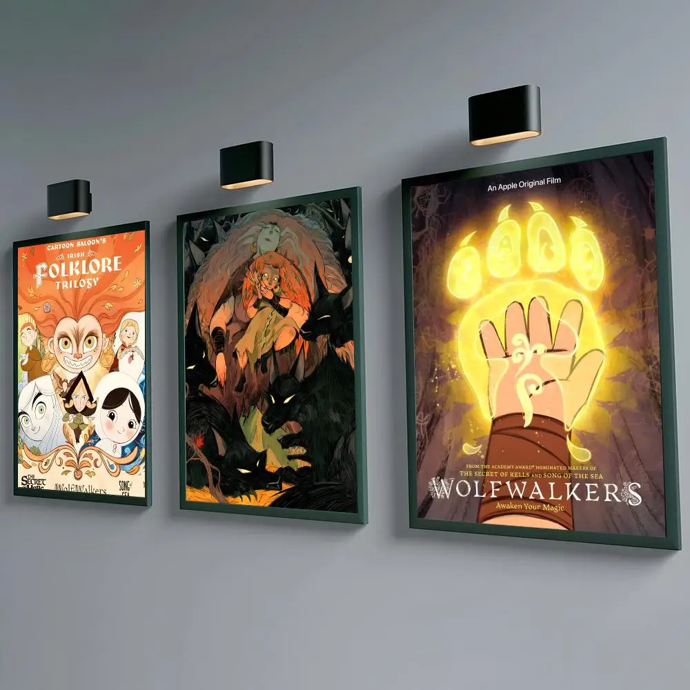 Animation Wolfwalkers Poster Self-adhesive Waterproof Paper Sticker Coffee House Bar Room Wall Decor