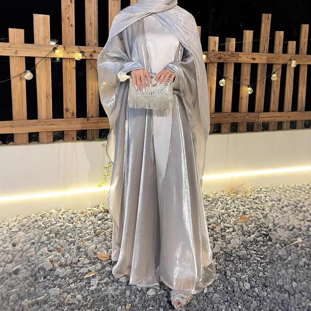 

Комплект одежды: женское однотонное платье макси из органзы с накидкой-шалью, коллекция Весна-Лето 2026