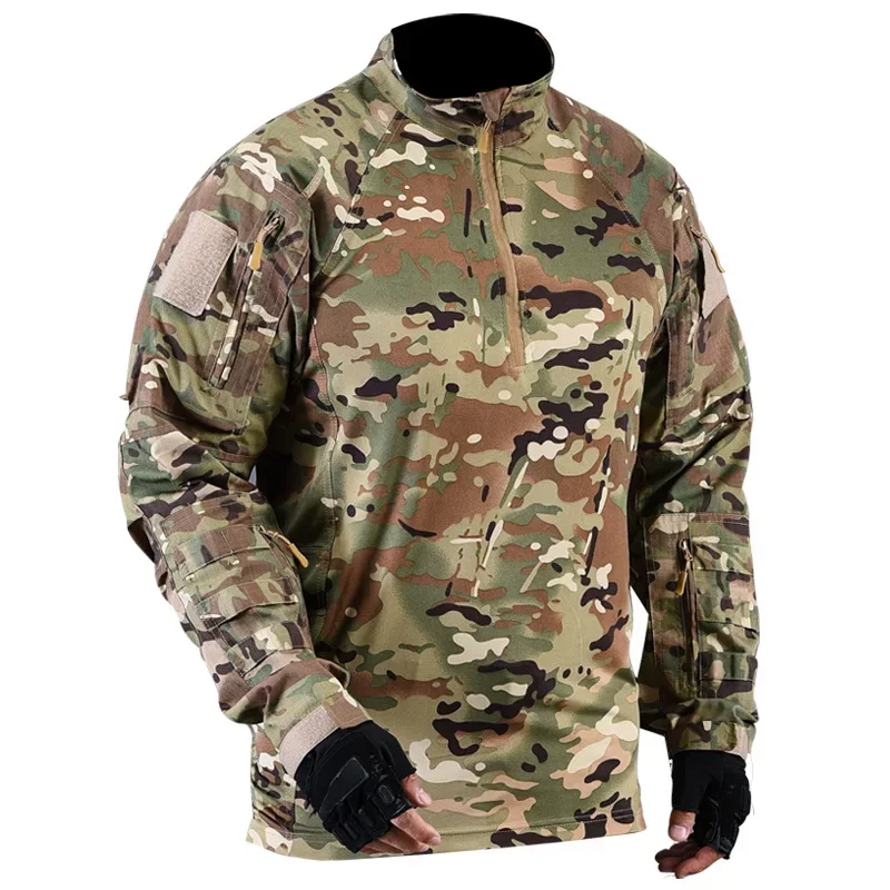 Tactical Shirt BDU Combat Clothes with Elbow Pads Slight Elasticity Shirt Breathable