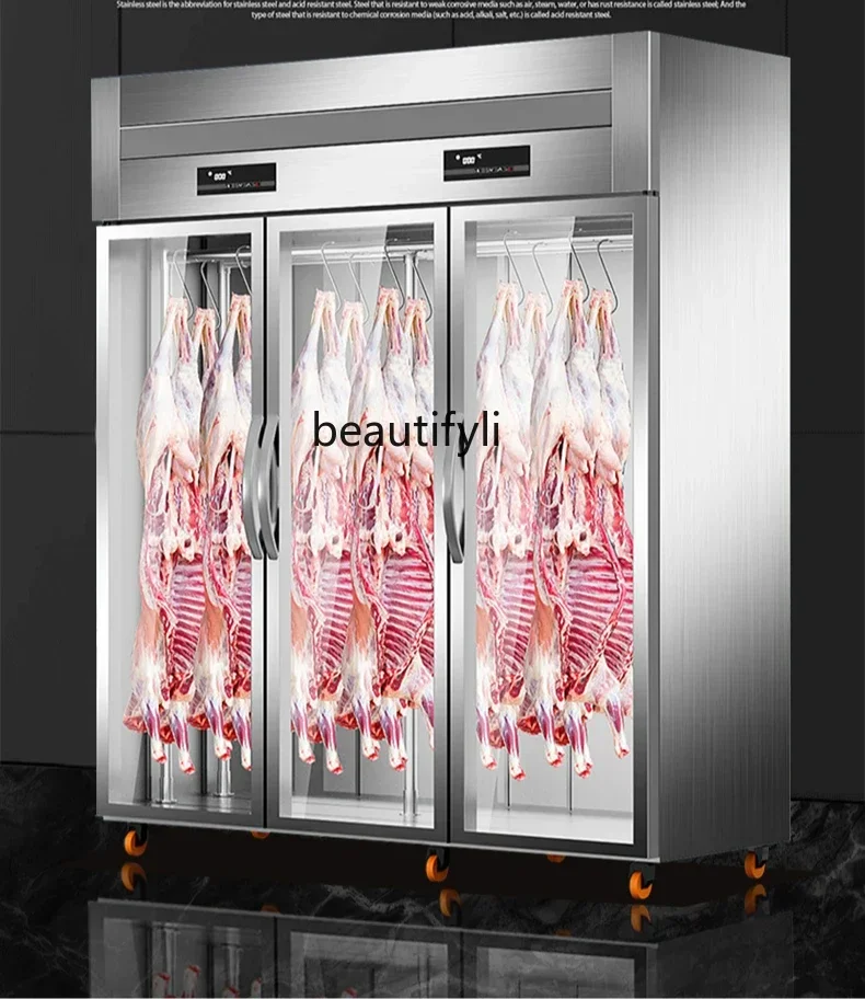 Gabinete comercial para conservación de alimentos YH83, congelador de carne fresca, vitrina refrigerada vertical de descarga de ácido de carne