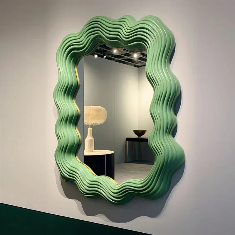 Wall Aesthetic Vanity Irregular Funky Mirror Luxury Big Hanging Asymmetrical Espelhos Living Room Decorations Wavy Art Mirror