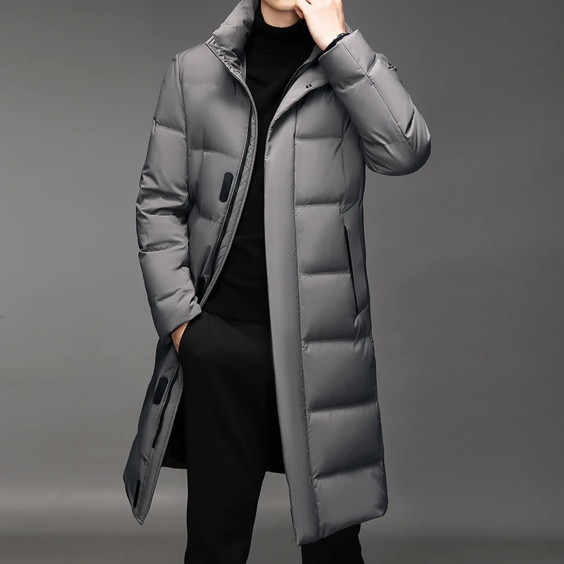 Fashionable Coat Thicken Jacket men stand collar Warm Lengthen Parka Coat White duck down Hight Quality men Winter Down Coat