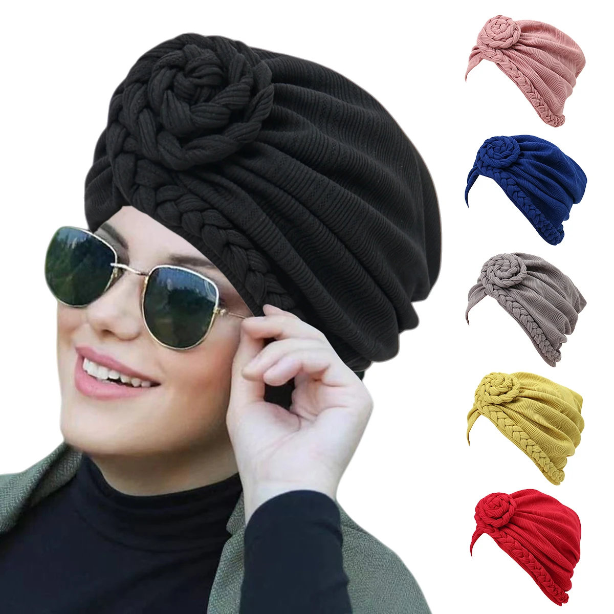 2026 Nuove Donne di Modo Nodo Turbante Cappelli Hijab Testa Africana Avvolge Morbido Elastico Chemio Cap Traspirante Cappello di Mussola Per Le Donne Ragazze