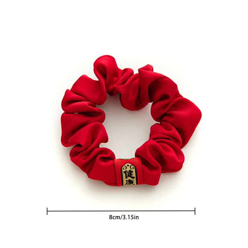 2024 Chinese New Year Head Ties Red Traditional Spring Festival Hair Scrunchies Silk Slim Hair Rope Kid Girls Hair Accessories