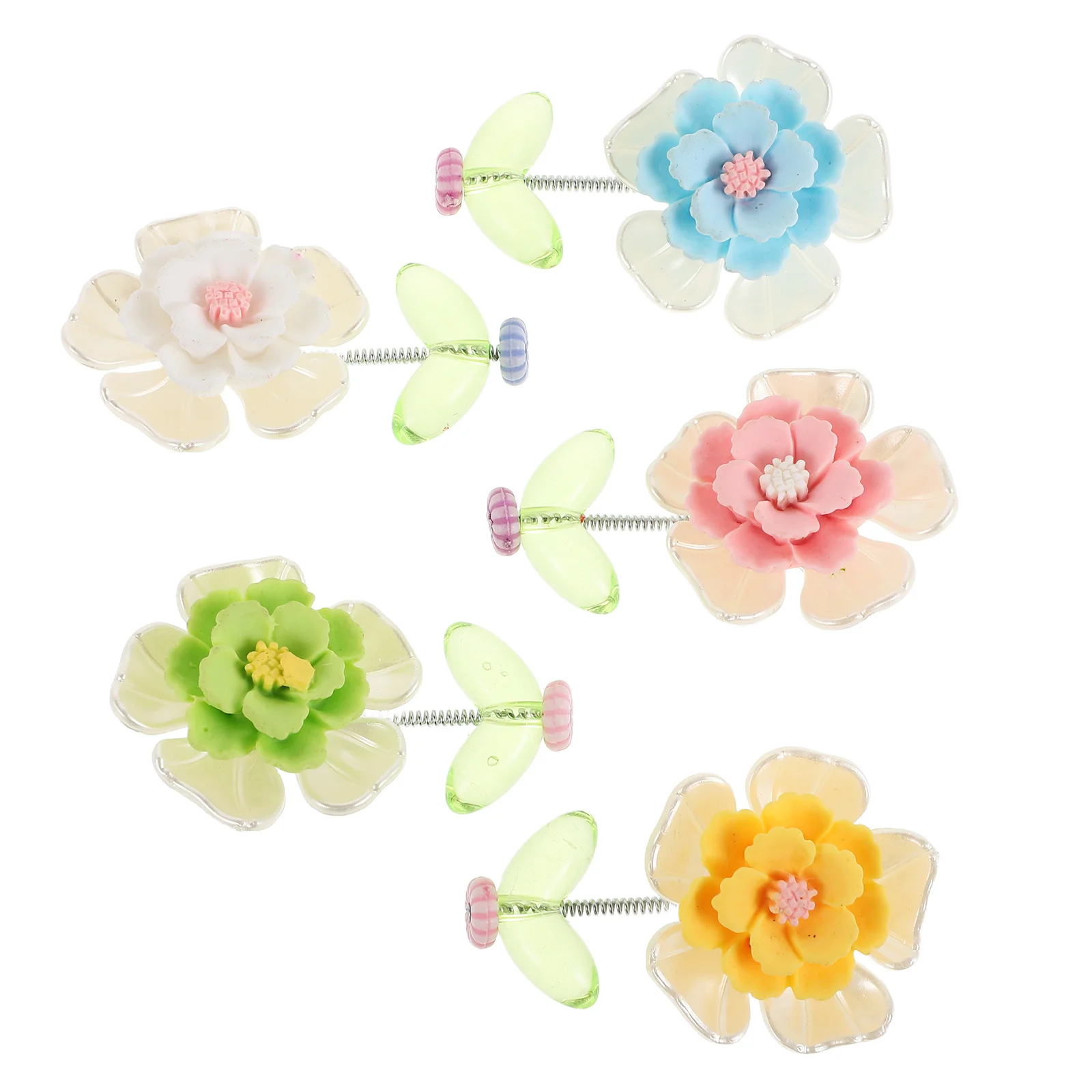 

5Pcs Car Bobblehead Flower Cute Shaking Head Ornaments Dashboard Rearview Mirror Decorations Car Interior Accessories Women