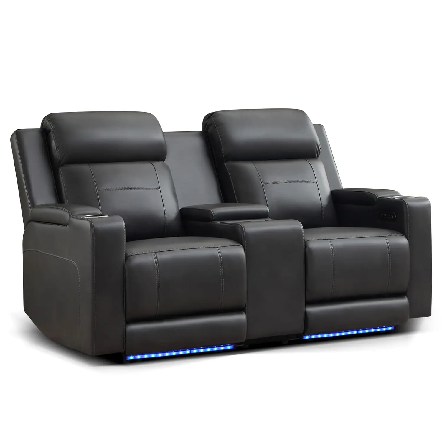 

Power Reclining Loveseat with Console/Wireless Charging, Power Loveseat Recliner Sofa with Power Headrest/LED, Customized