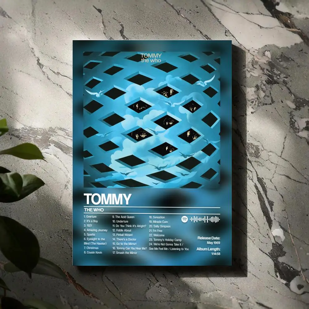 

Tommy The Who Poster Prints Canvas Painting Wall Art Picture Living Room Home Decor Tracklist Music Album Cover
