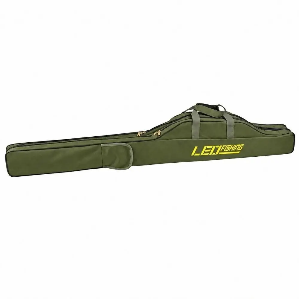 2 Layers Fishing Rod Bag 420D Oxford with Adjustable Shoulder Strap Fishing Tackle Bag Folding Fishing Storage Bag
