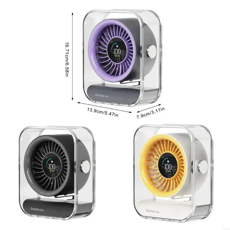 2025 جديدة هادئة قوية للمروحة الرقمية DISTRANT مروحة القابلة لإعادة الشحن المعجبين الملمس ABS مناسبة لمكتب غرفة النوم والمدرسة