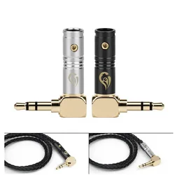 90 Degree 3.5mm Audio Jacks 3.5 Connector Male Headphones Plug 3 Pole Stereo AUX Speaker Terminal Gold Plated Black Silver