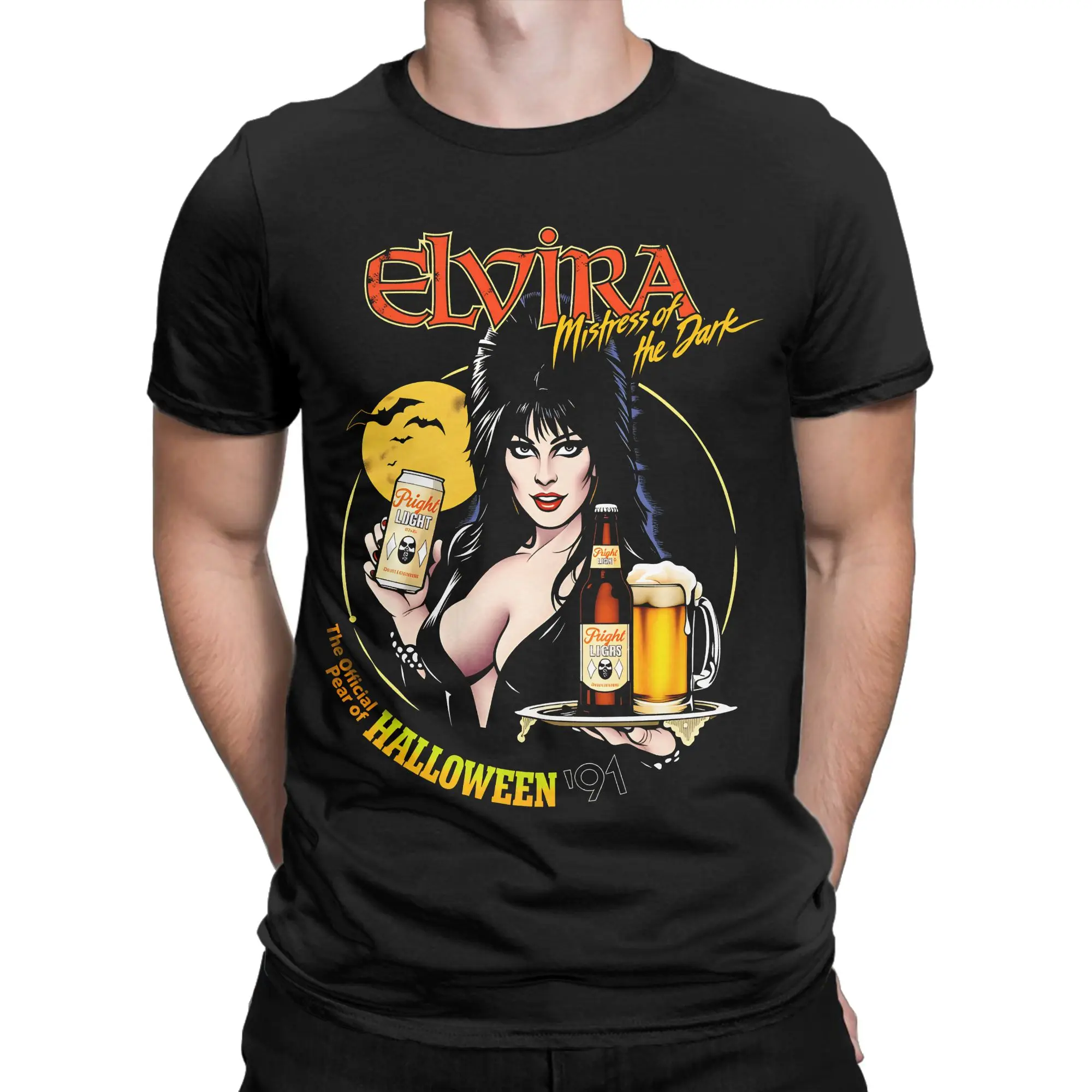 Awesome Elvira Mistress of Dark Halloween T-Shirt Men O Neck 100% Cotton T Shirt  Short Sleeve Tee Shirt Plus Size Clothing