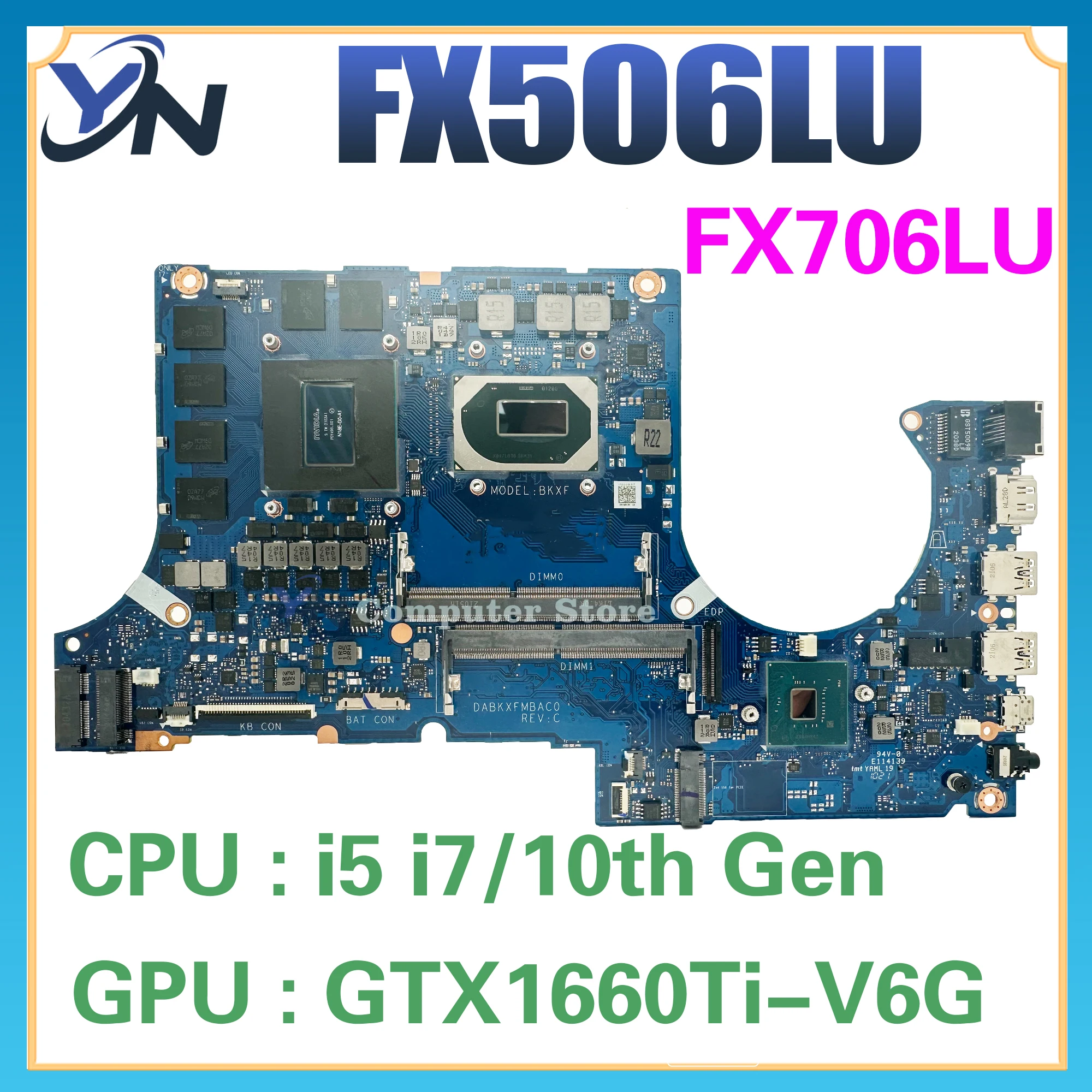 

FX506LU Laptop Motherboard For ASUS TUF Gaming F15 F17 FX706LU DABKXFMBAC0 With i5 i7/10th GTX1660Ti/V6G Mainboard 100% Test OK