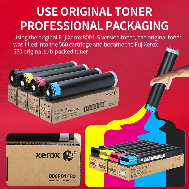 Cartucho de toner de qualidade original com chip, uso com xerox 560, C60, 7780, 7785, 6680, 9070, 550, 570, 5580, C70, C9070, 5540, versão dos EUA