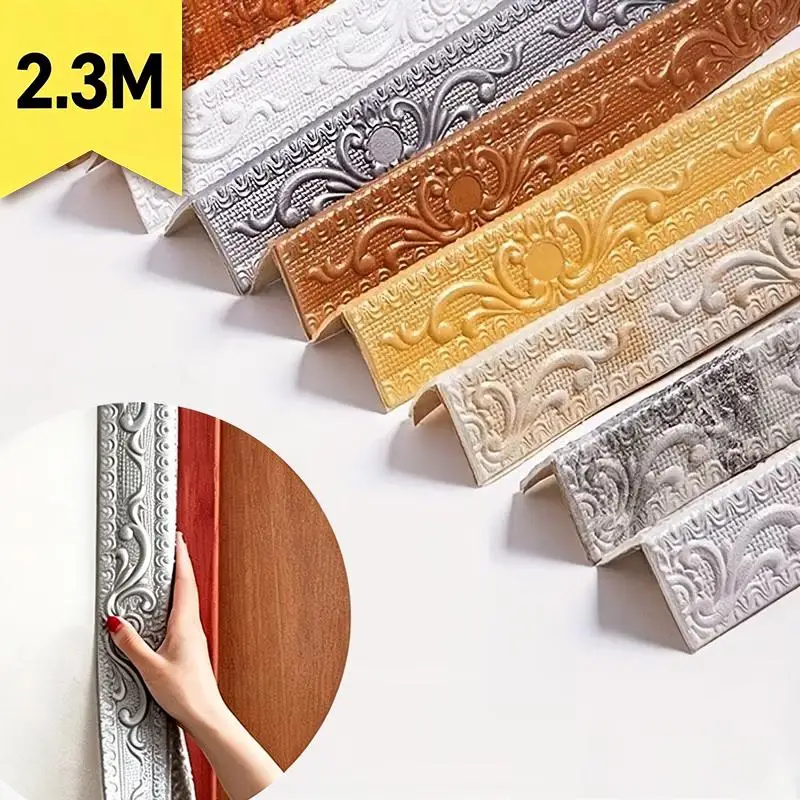 Ceiling Decoration Strip Self-Adhesive Waterproof Wall Sticker Anti-collision 3D Foam Skirting Line Decor