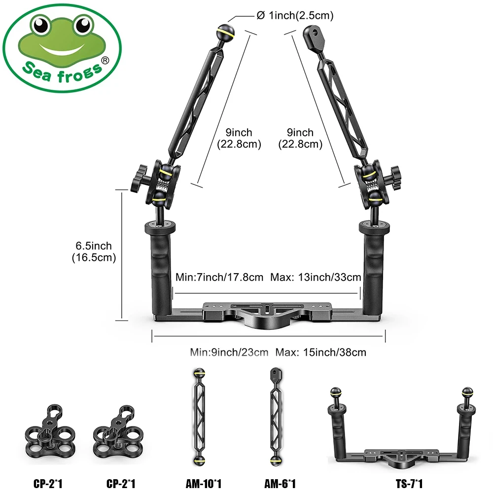 Cámara de teléfono Universal Seafrogs, carcasa para cámara de buceo, juego de bandeja con mango, soporte de brazo flexible, accesorio de fotografía subacuática de mano