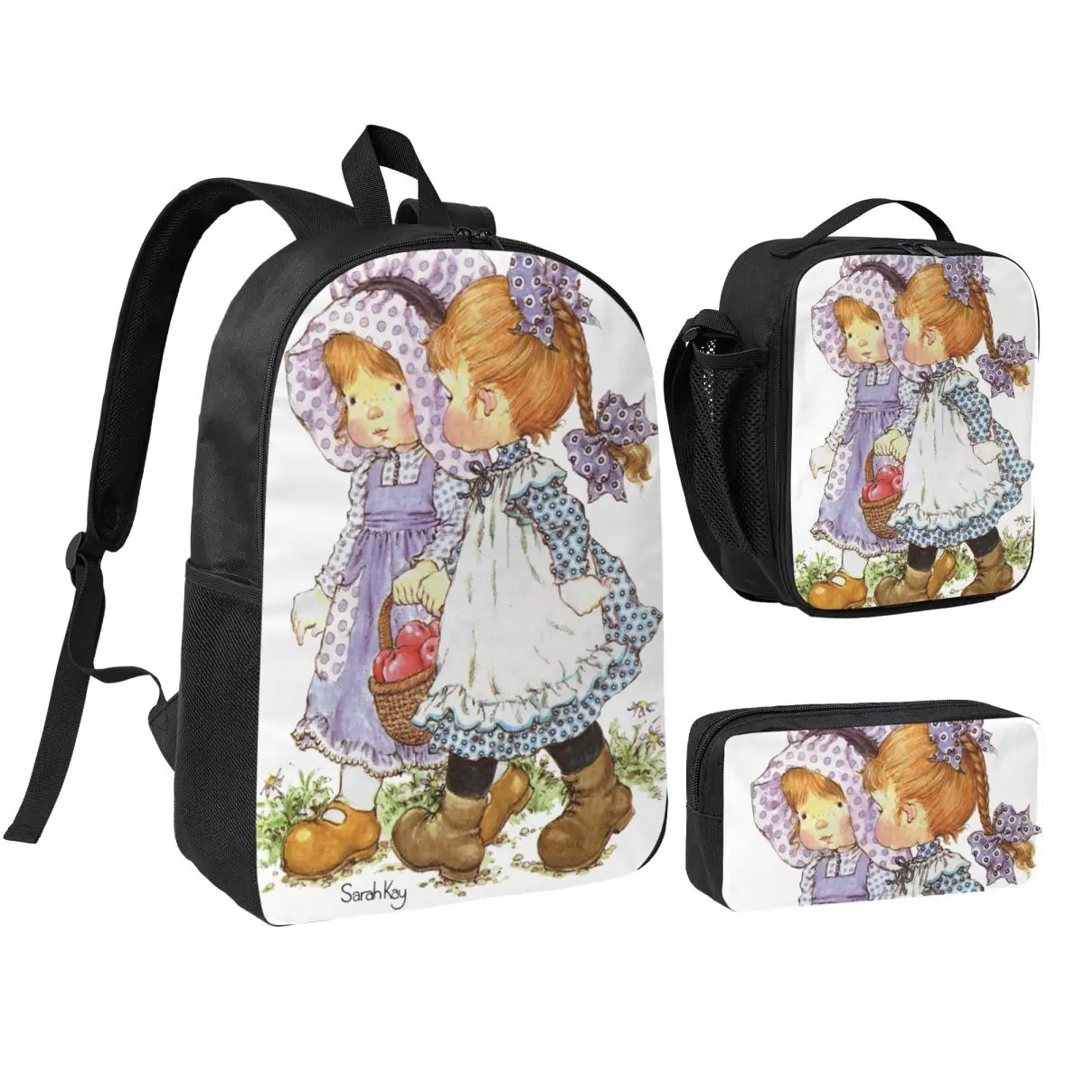 

Sarah Kay Girl Backpack Boys Girls BookBag School Bag Shoulder Bags 3ps Insulated Lunch Bag Pencil Case