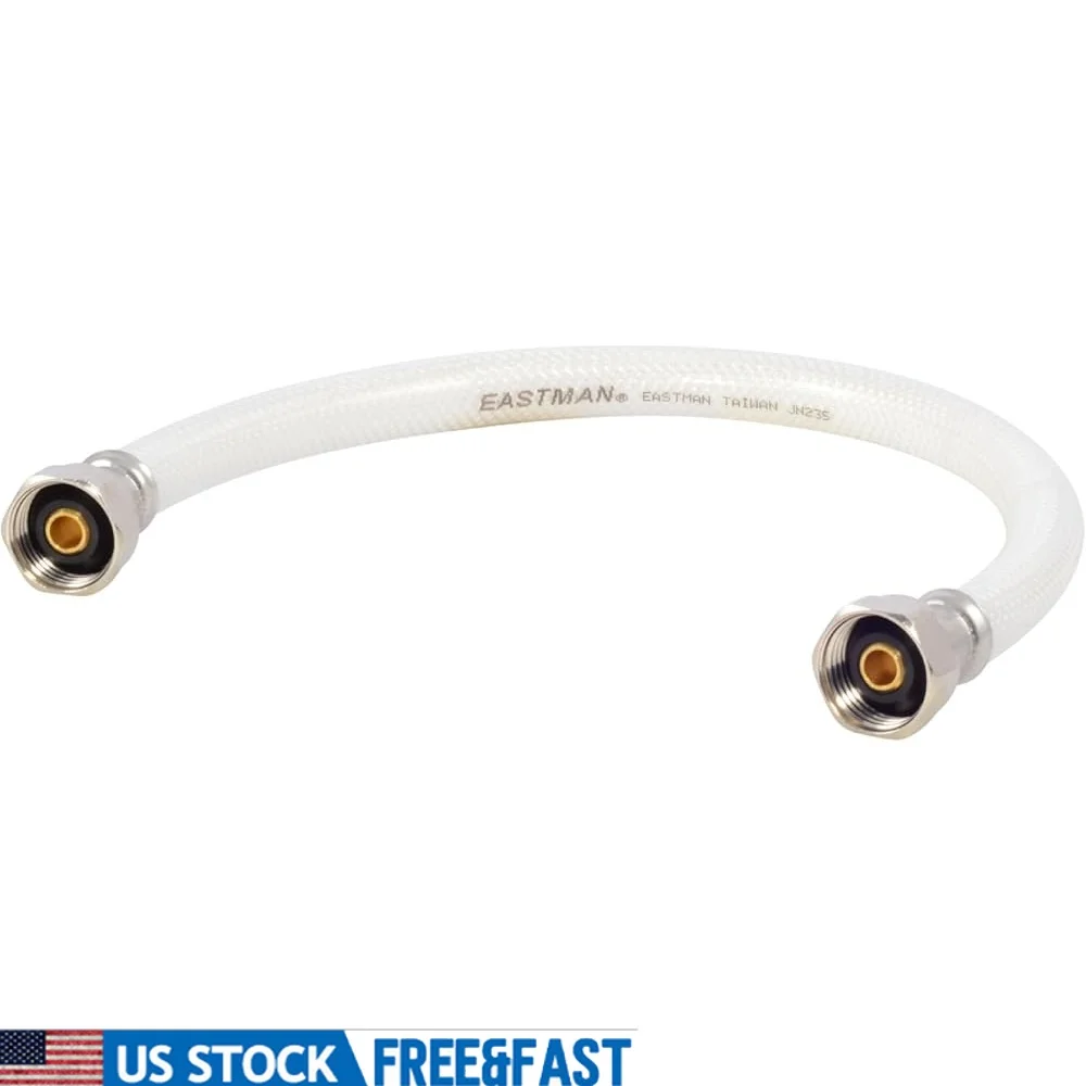 16 Inch Flexible Faucet Connector 1/2 Inch FIP PVC Supply Line Nickel-Plated Brass Nuts Easy Installation Durable Reliable
