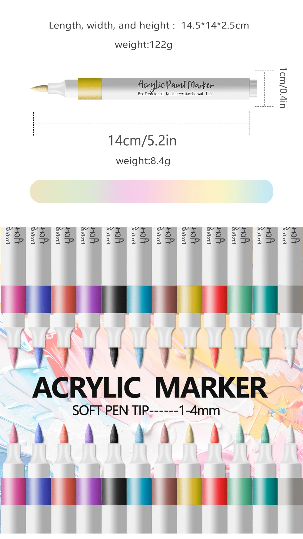 12/24 Farben Acryl-Markierungsstift mit weichem Kopf und verschiedenen Farben, Farbkunst-Graffiti-Stift, wasserfest, undurchsichtig, wasserbasiert mit weichem Kopf – Detail 4