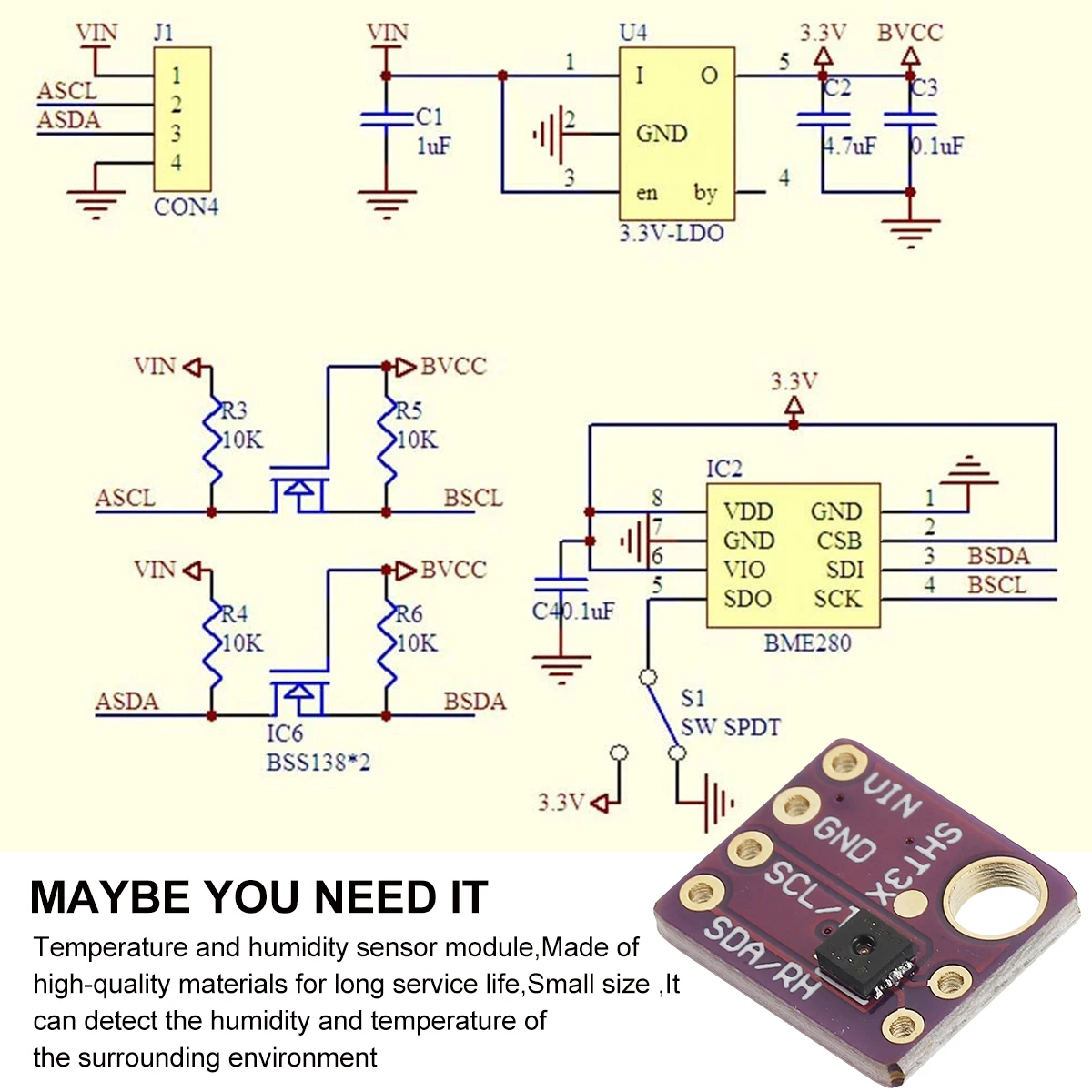

Gy-Sht30- Temperature Humidity Sensor Module For Precision Measurement Stable Long Service Life No