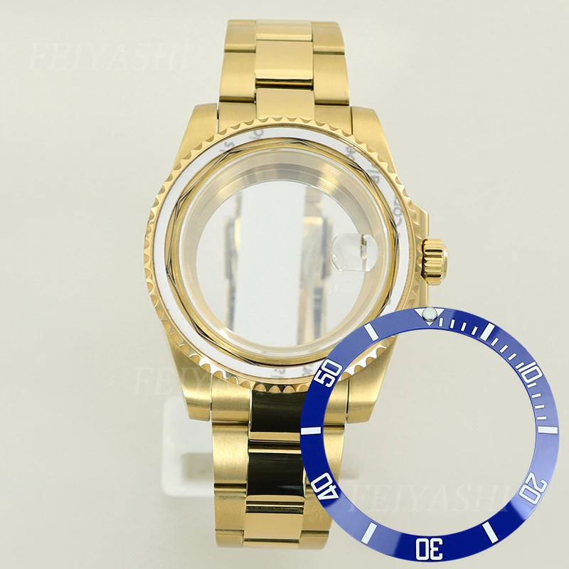 Gold 40mm SUB Watch Case Watchband Ceramic Bezel For Seiko NH35 NH34 NH36 NH38 Miyota 8215 ETA2824 Movement 28.5mm Dial Hot Sale