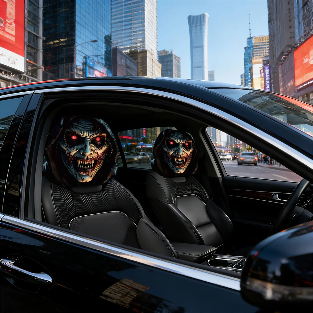 Red-Eyed Devil Headrest Covers, Removable & Washable Car Headrest Covers, Personalized Seat Protection