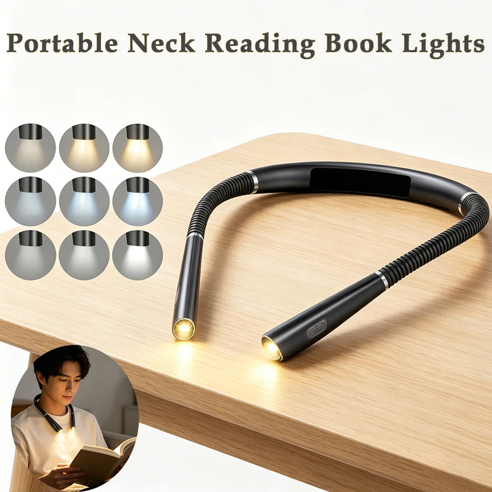 

Flexible Foldable Book Lights Handsfree LED Night Light Portable USB Rechargeable Reading Neck Lights Tricolor Light Hot