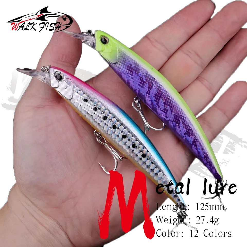WALK FISH 27,4g 12,5cm Sinkender Minnow Angelköder Salzwasser Meerbarsch Forellen-Köder Wobbler Angelzubehör Künstlicher Köder
