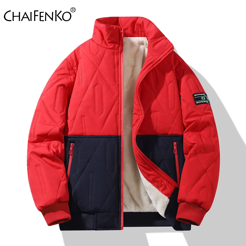 

Winter Thickening Men Coat New Fashion Fleece Keep Warm Comfort Solid Jacket Outdoors Versatile Casual Stand Collar Men Parka